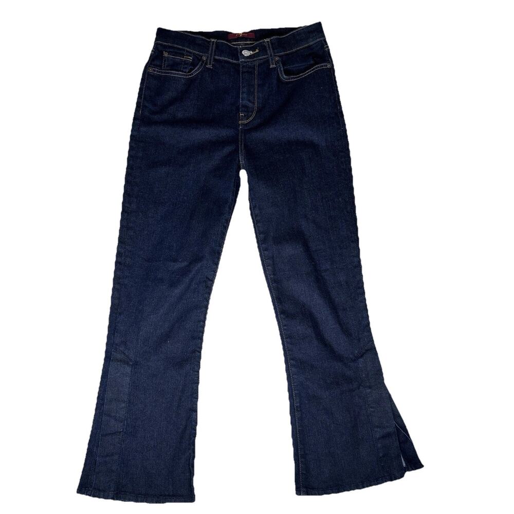 7 For All Mankind Women's Cropped Ali Flare Jeans Size 28 Dark Wash Mid Rise